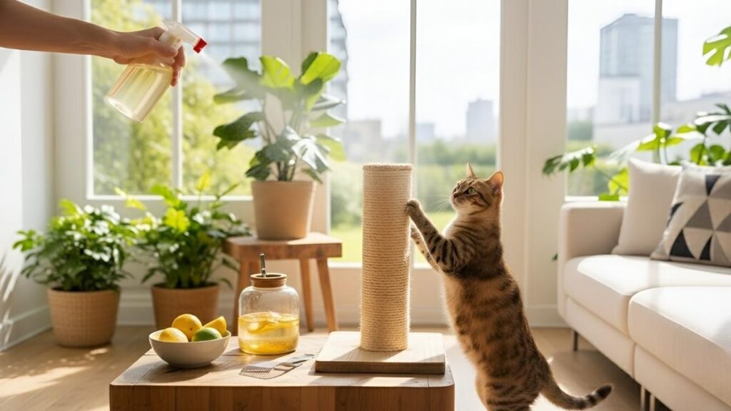 Stop Cats from Scratching Furniture: DIY Orange Peel Spray in Minute