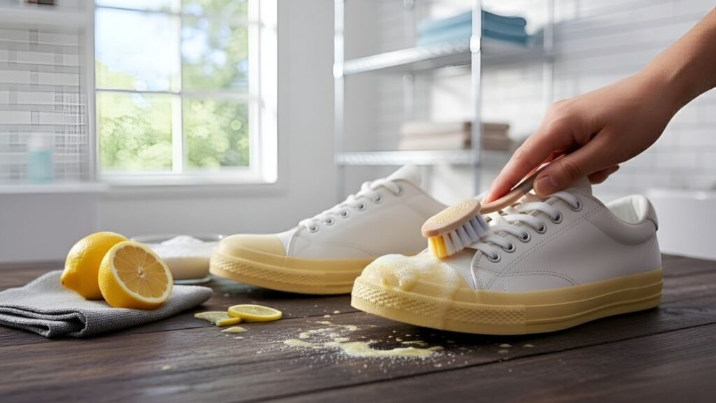 The Simple Lemon & Baking Soda Hack That Turns Yellow Sneakers Bright White